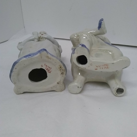 VTGE Male & Female Victorian Figurines 8" Blue & White w/Gold Trim Collectible - Picture 7 of 8